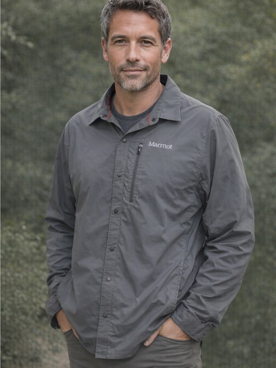 Marmot Other - Marmot outdoor Gray Jacket with Red‎ Trim with frontal zipper pocket, Hiking